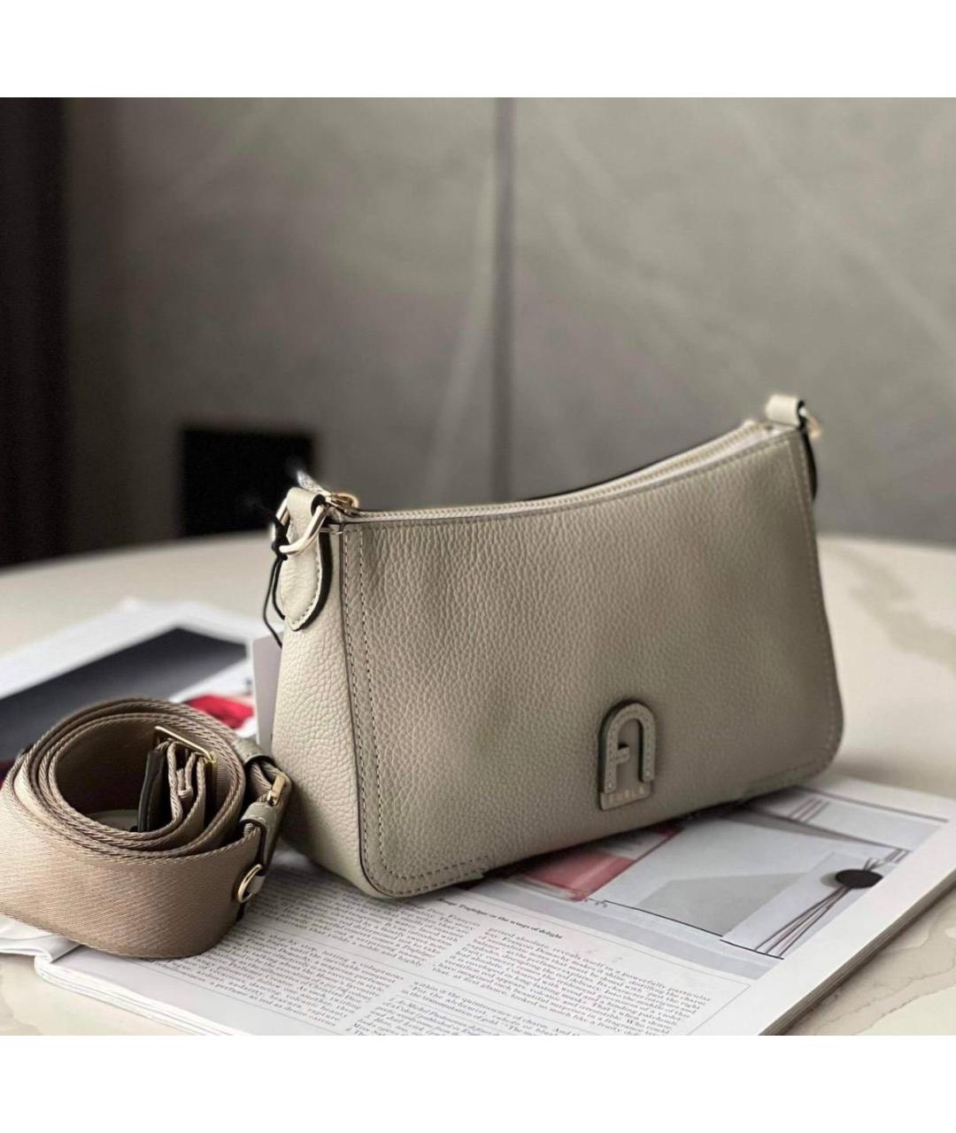 FURLA Бежевая кожаная сумка через плечо, фото 2