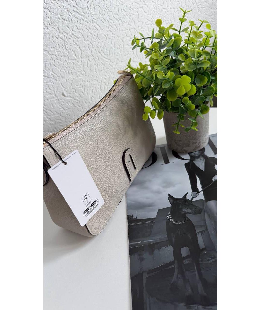 FURLA Бежевая кожаная сумка через плечо, фото 6