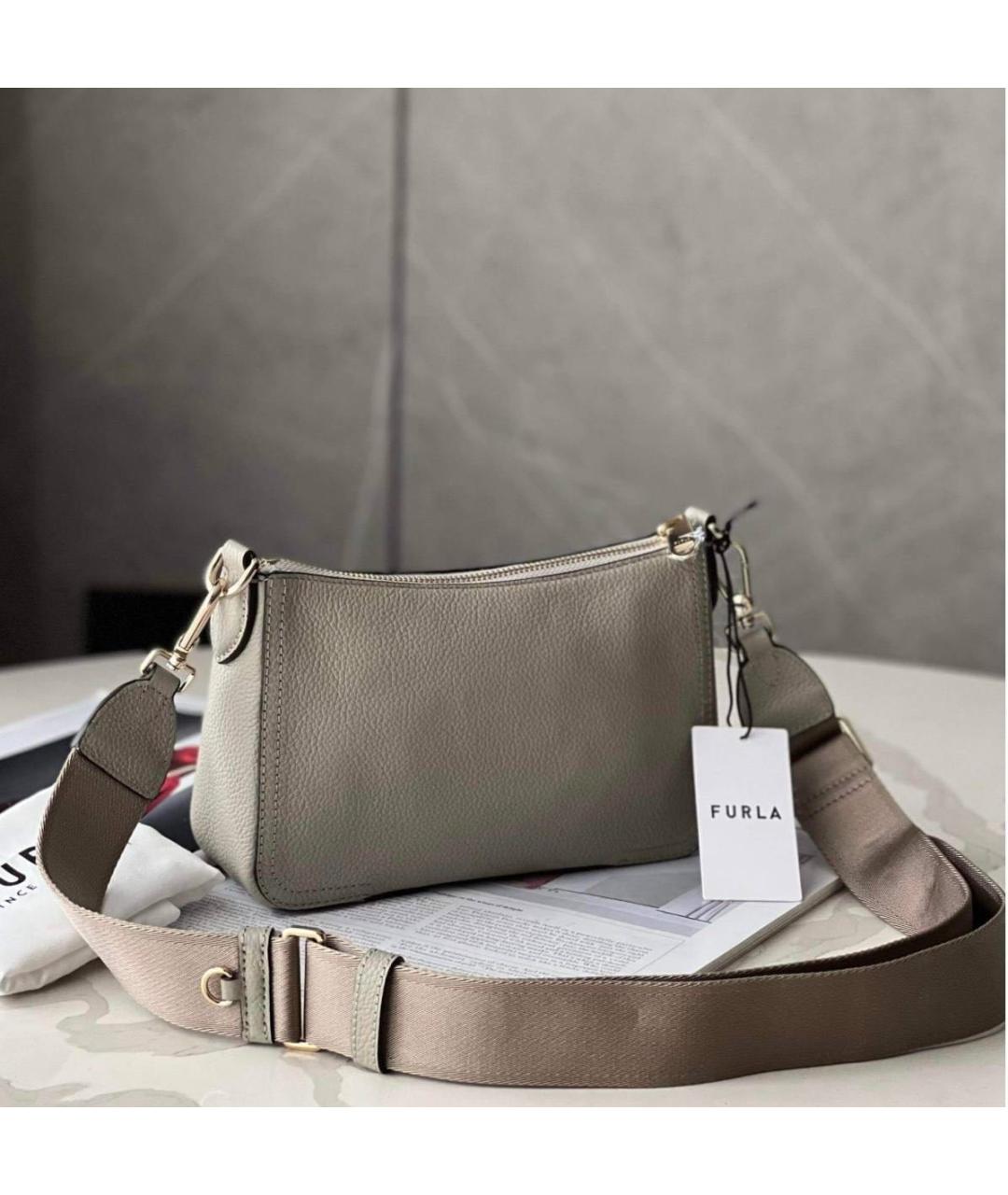 FURLA Бежевая кожаная сумка через плечо, фото 3