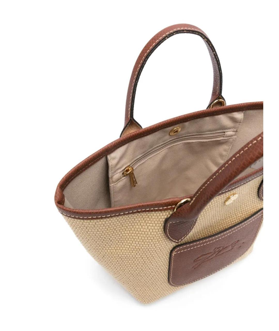 LONGCHAMP Бежевая кожаная сумка тоут, фото 5