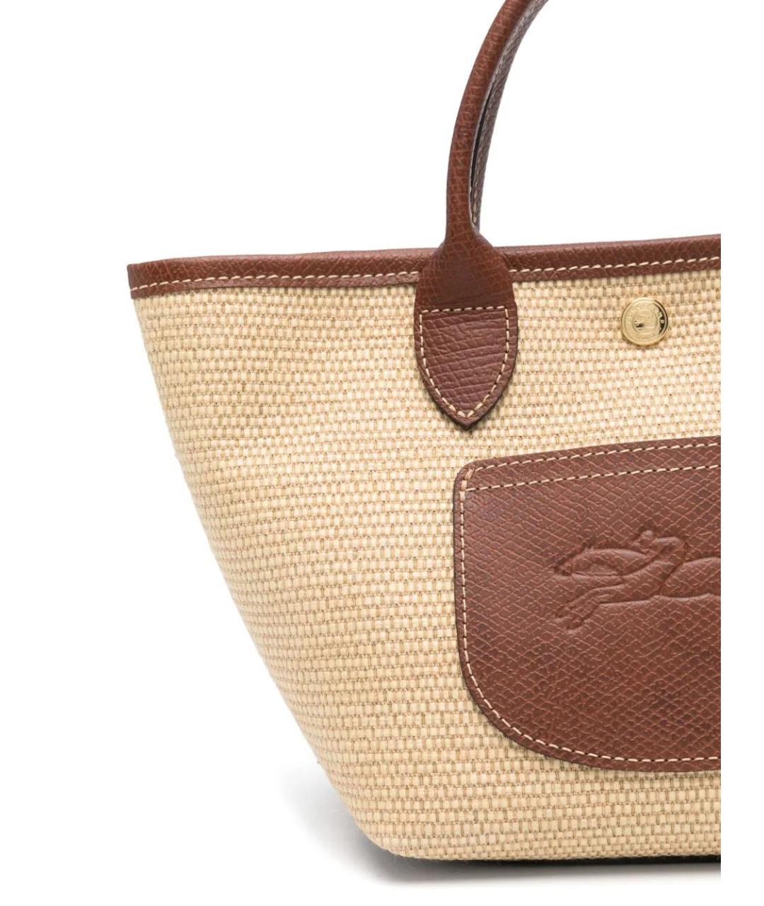 LONGCHAMP Бежевая кожаная сумка тоут, фото 4