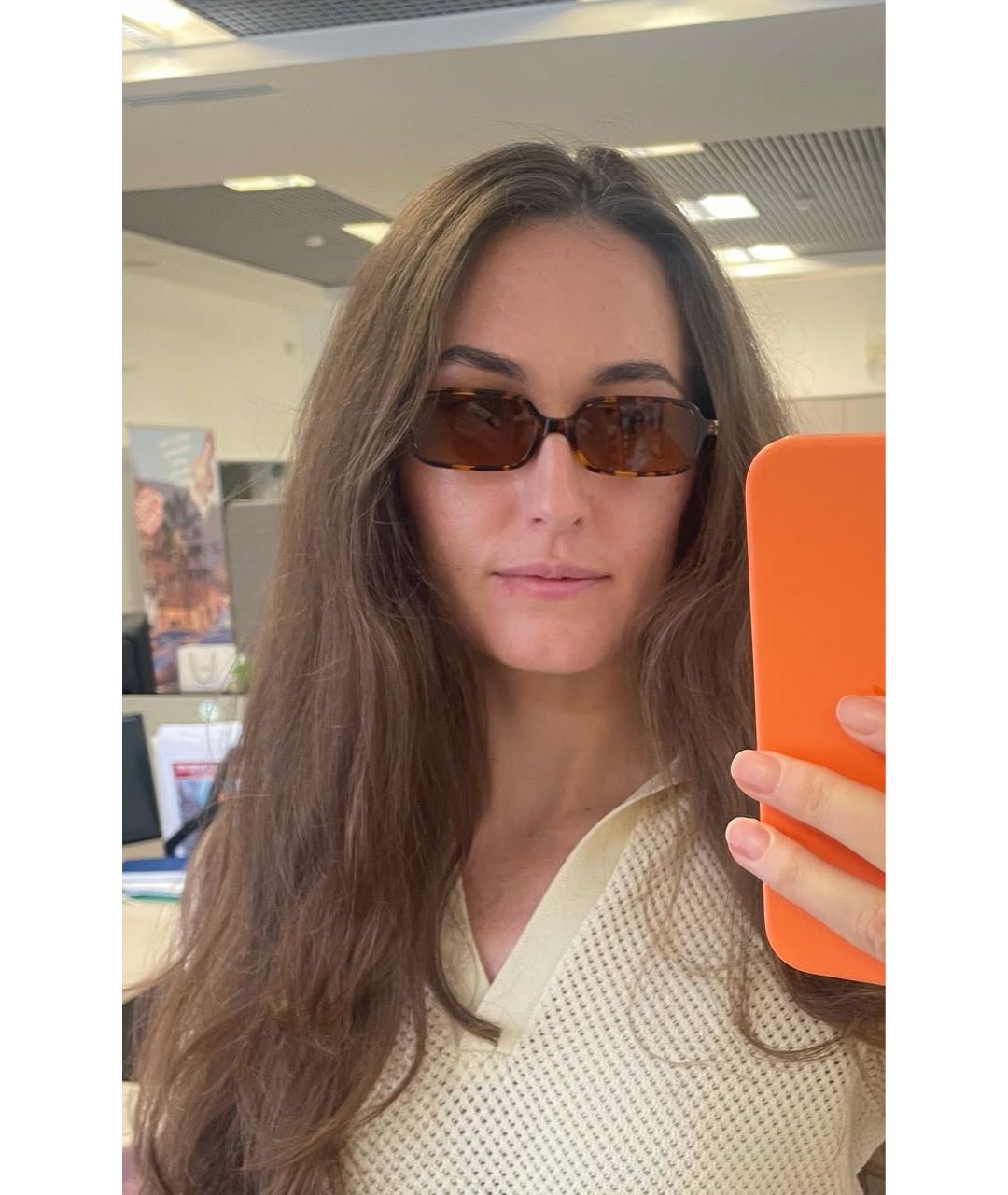MIU MIU Коричневые пластиковые солнцезащитные очки, фото 3