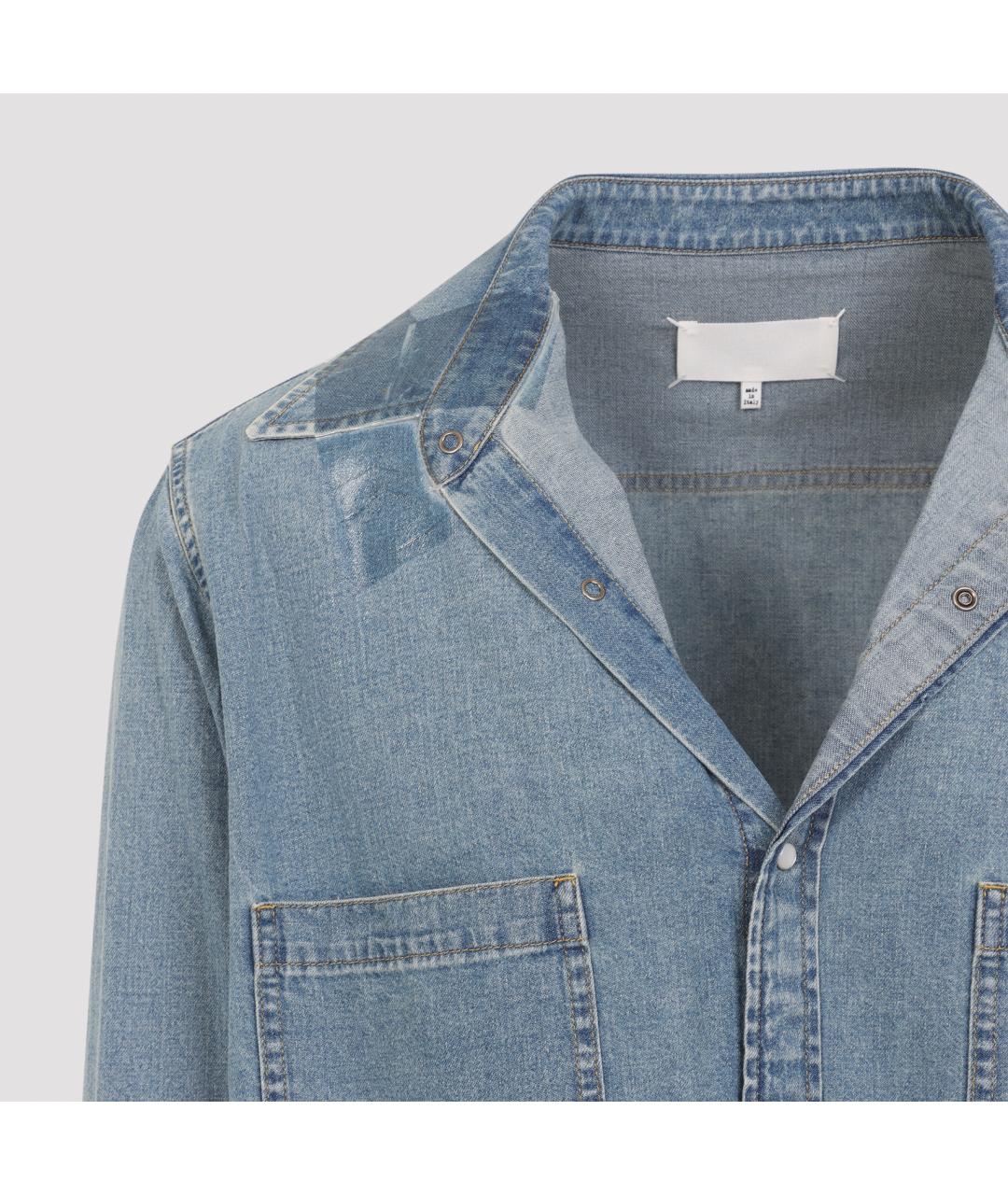 MAISON MARGIELA Голубая хлопковая кэжуал рубашка, фото 5