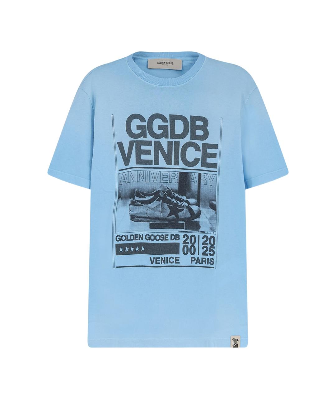 GOLDEN GOOSE DELUXE BRAND Голубая хлопковая футболка, фото 1