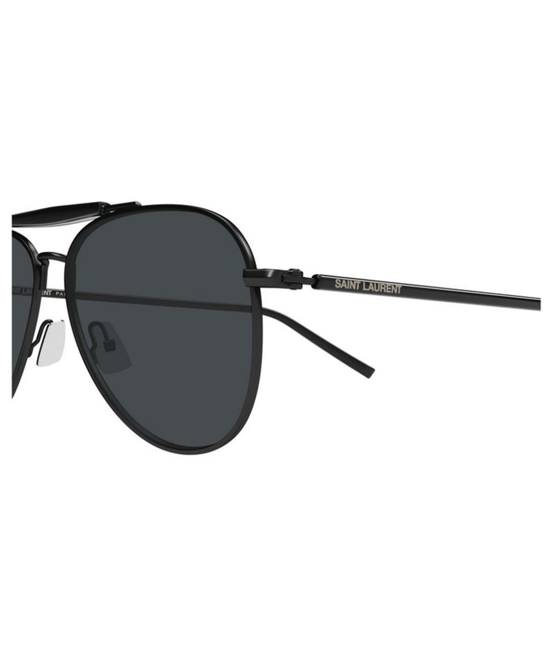 SAINT LAURENT Черные металлические солнцезащитные очки, фото 3