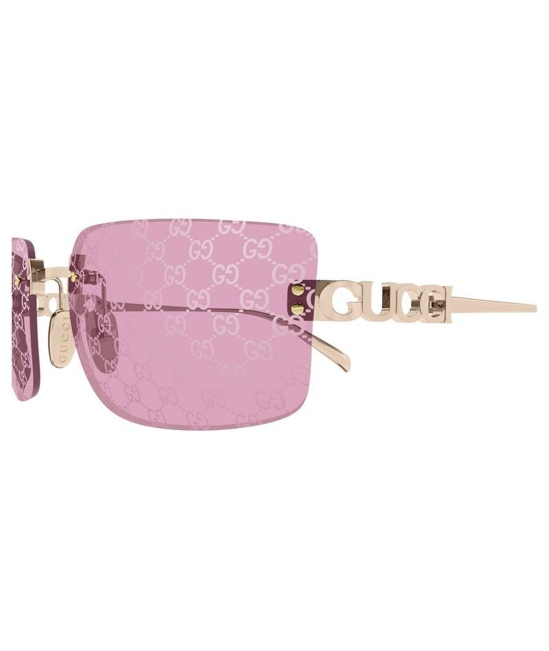 GUCCI Розовые металлические солнцезащитные очки, фото 3