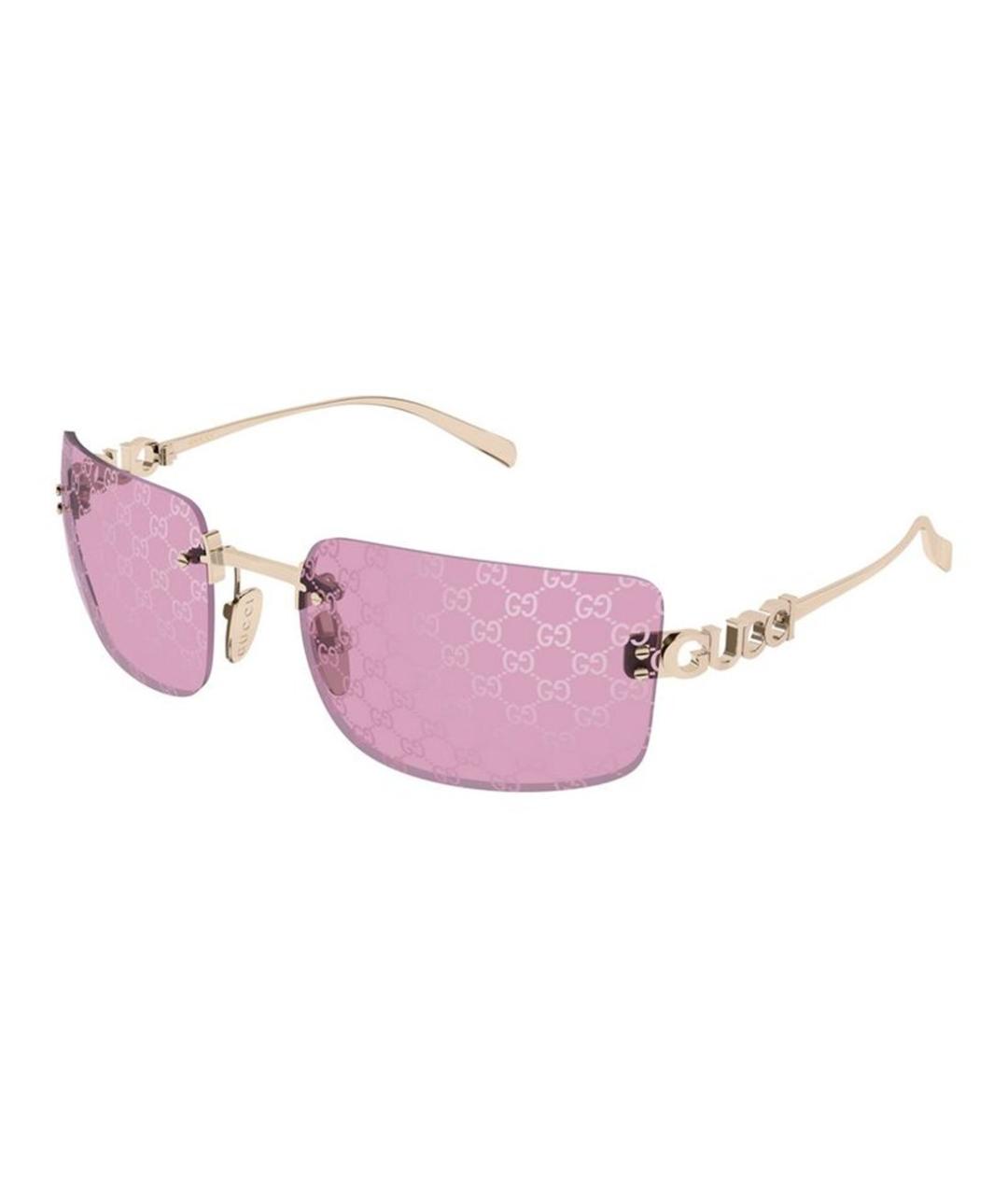 GUCCI Розовые металлические солнцезащитные очки, фото 1