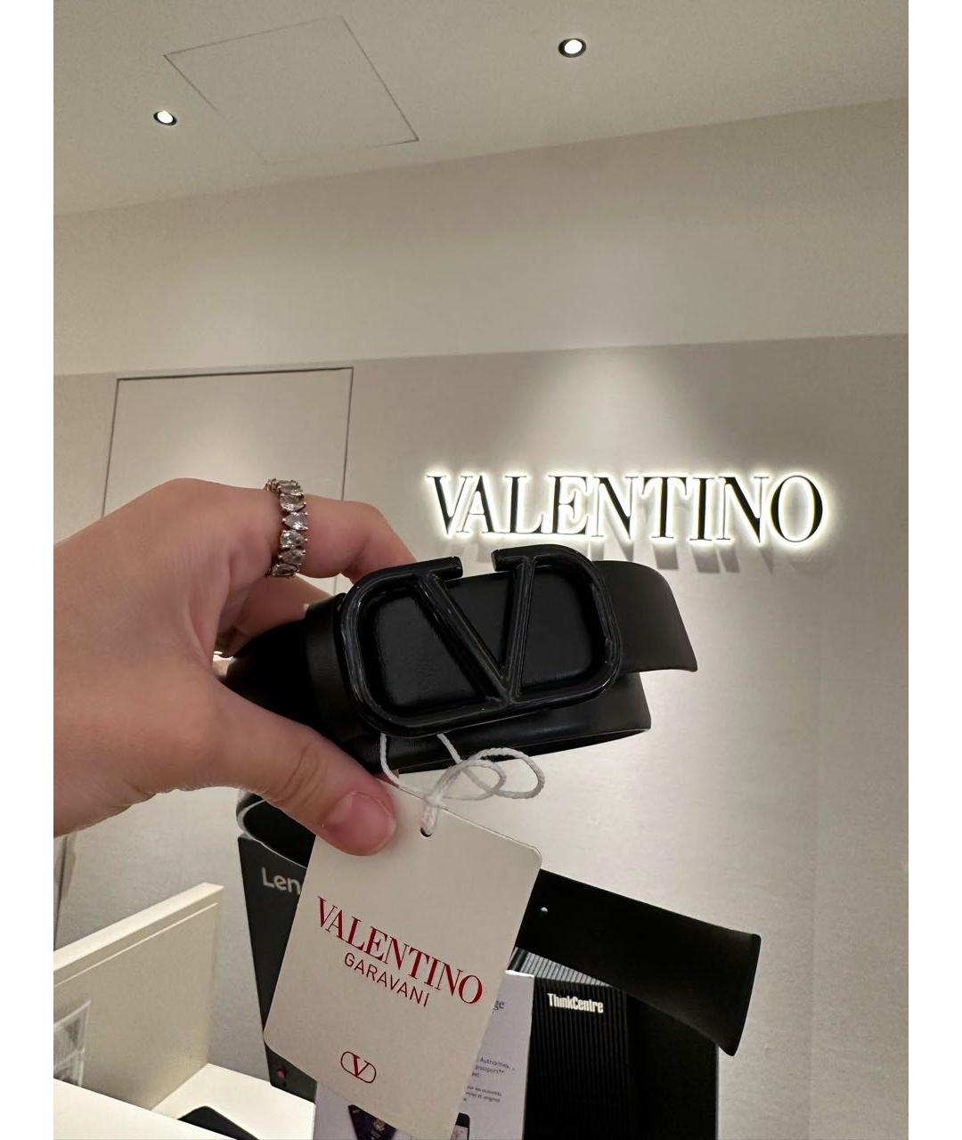 VALENTINO Черный кожаный ремень, фото 2