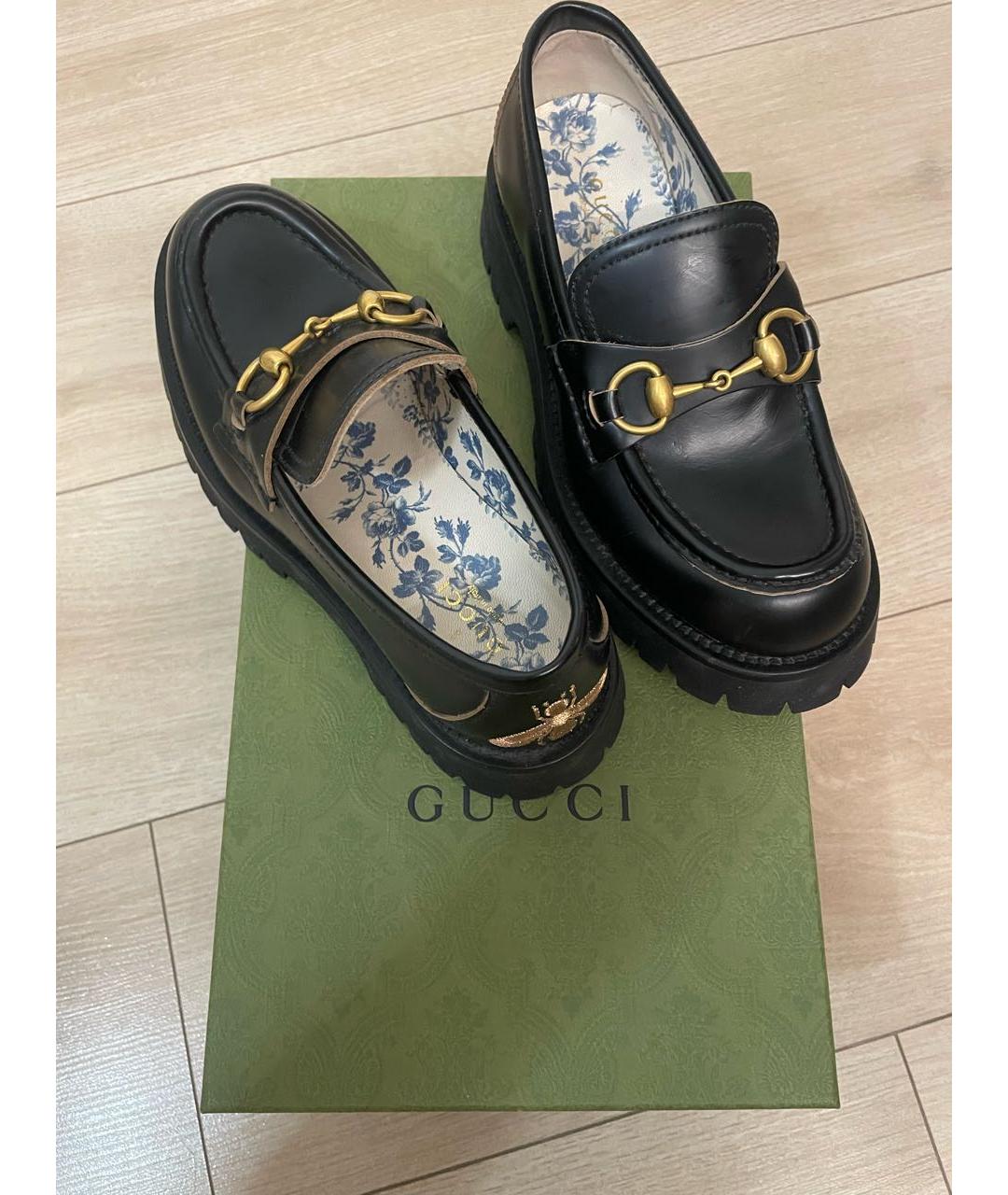 GUCCI Черные кожаные лоферы, фото 5