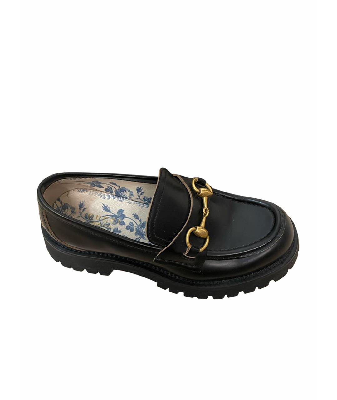 GUCCI Черные кожаные лоферы, фото 1