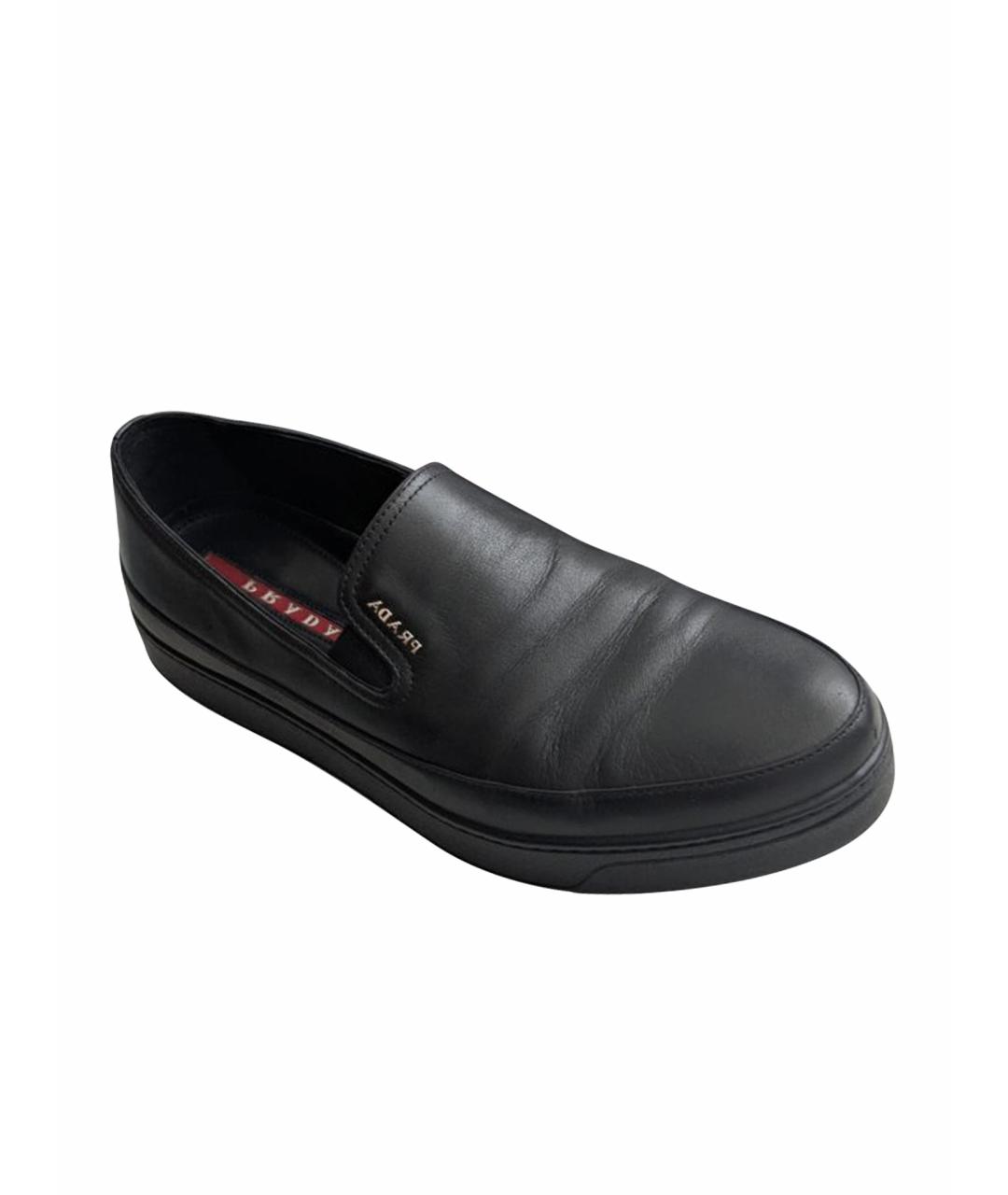 PRADA Черные кожаные лоферы, фото 1