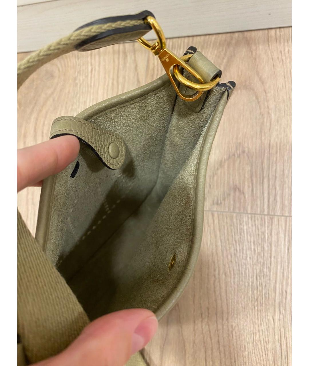 HERMES Бежевая кожаная сумка через плечо, фото 4