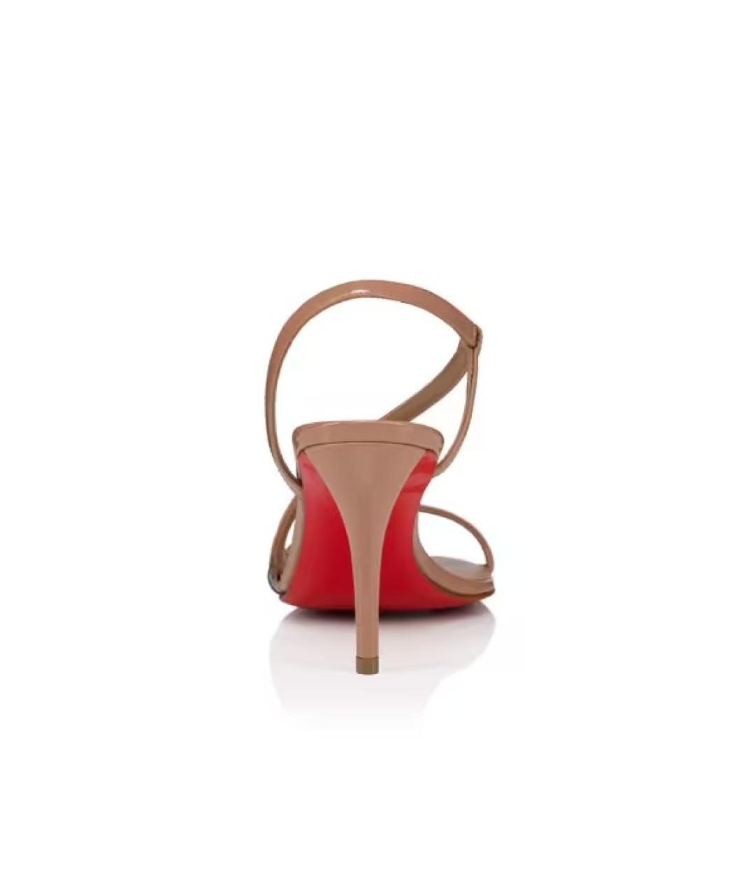 CHRISTIAN LOUBOUTIN Бежевые кожаные босоножки, фото 3