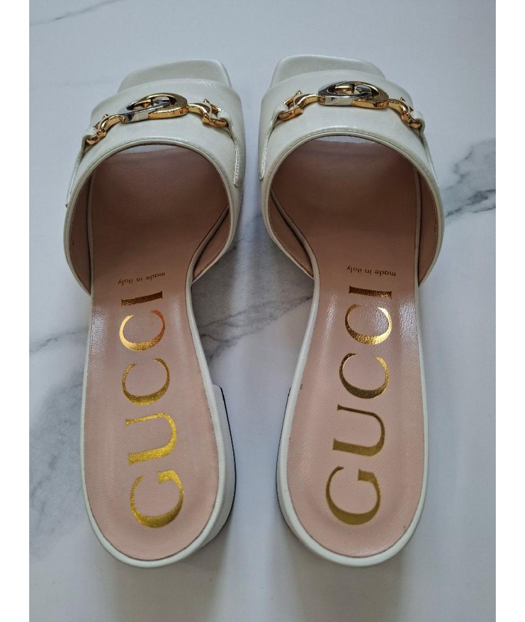 GUCCI Бежевые кожаные мюли, фото 4