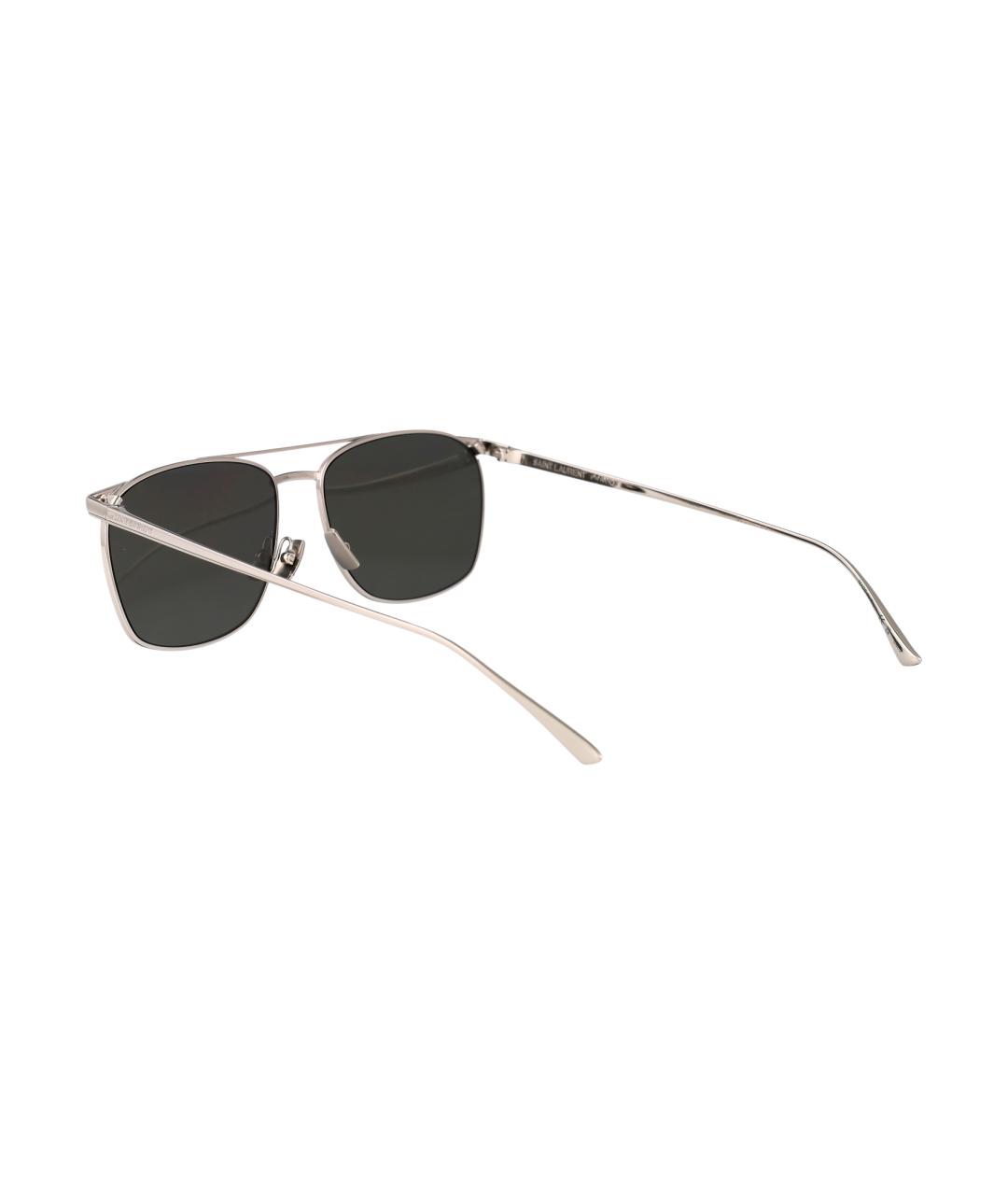 SAINT LAURENT Серебряные металлические солнцезащитные очки, фото 4