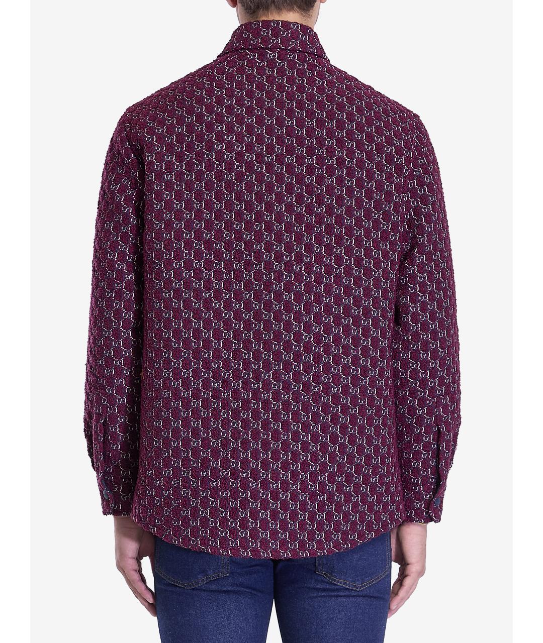 GUCCI Бордовая шерстяная кэжуал рубашка, фото 4