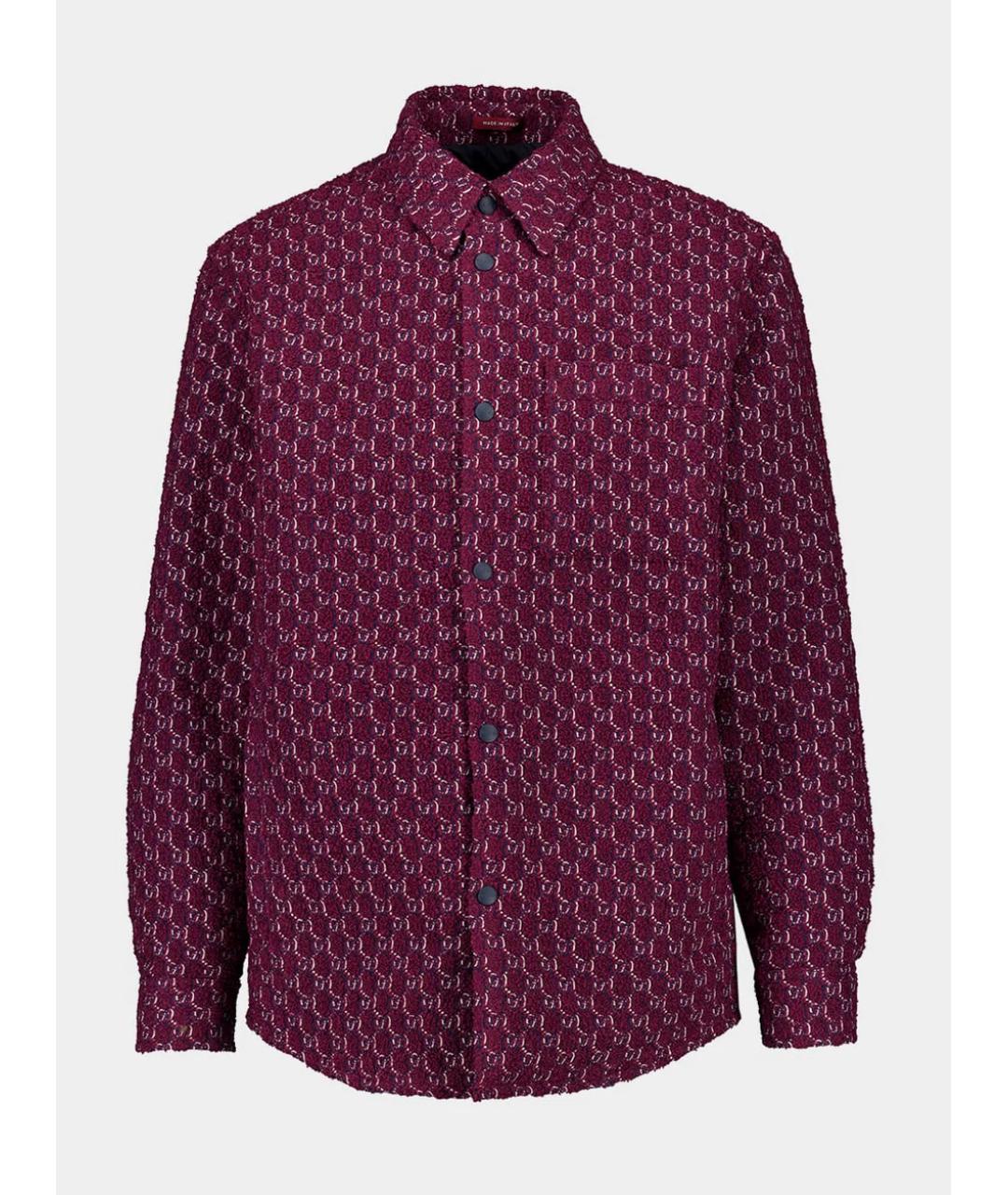 GUCCI Бордовая шерстяная кэжуал рубашка, фото 7