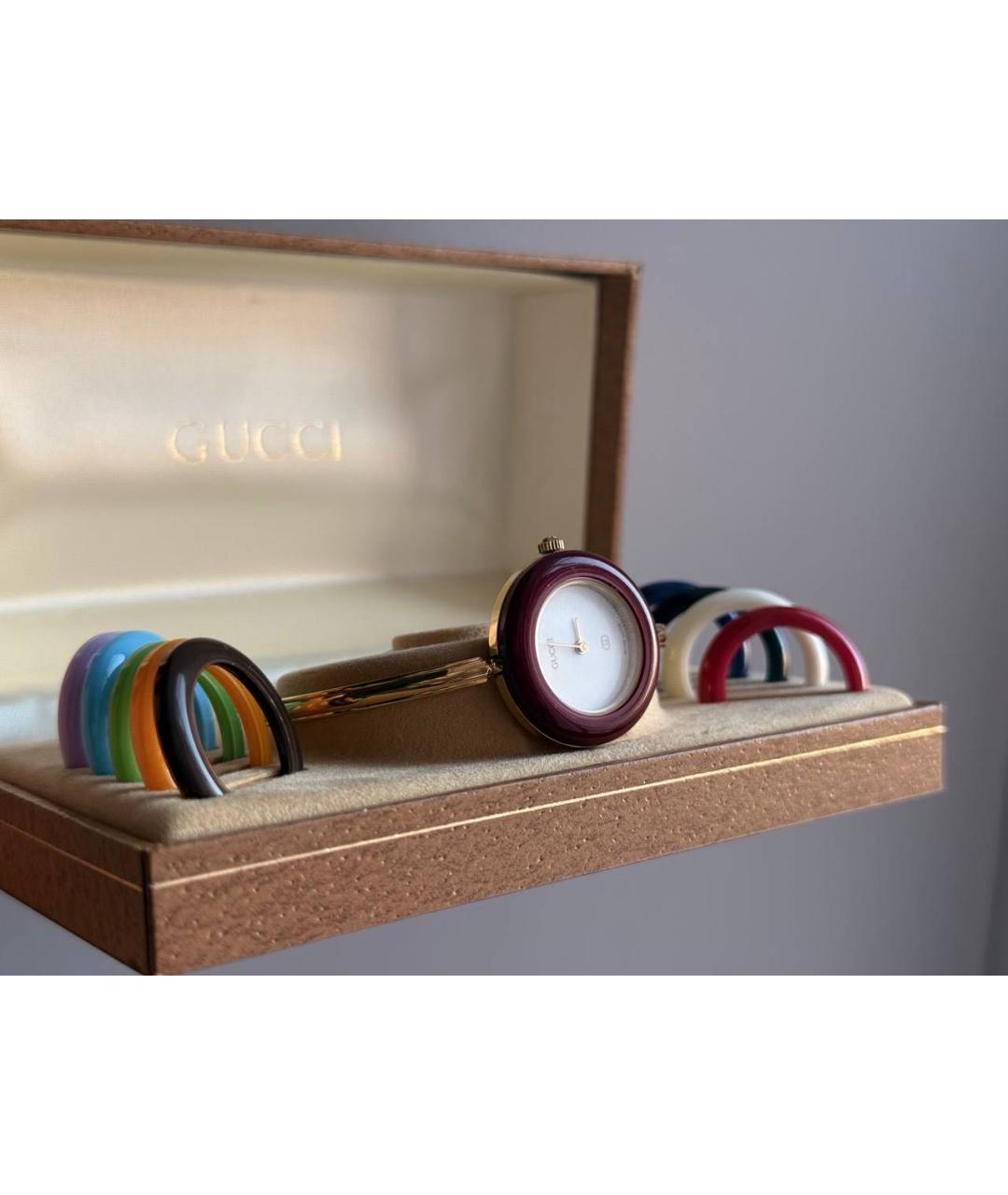 GUCCI Золотые пластиковые часы, фото 6