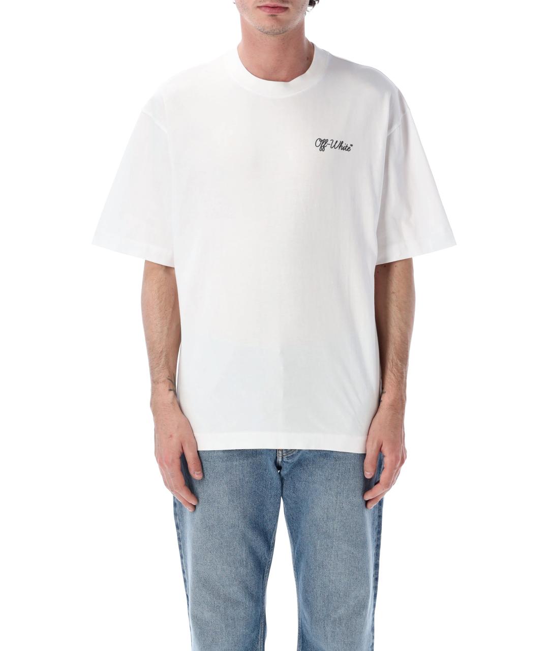 OFF-WHITE Белая хлопковая футболка, фото 4