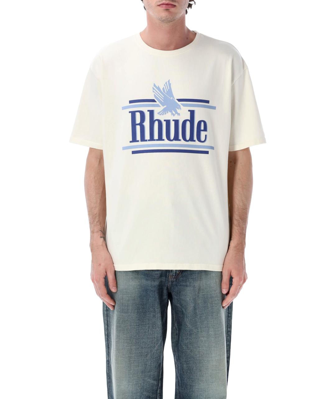 RHUDE Белая хлопковая футболка, фото 4