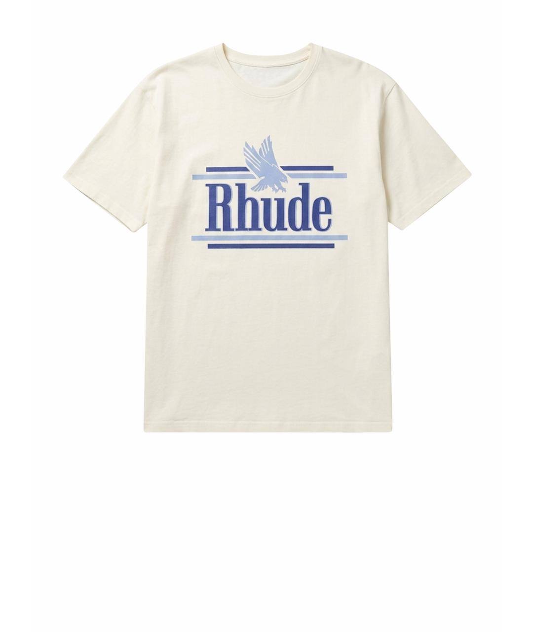 RHUDE Белая хлопковая футболка, фото 1