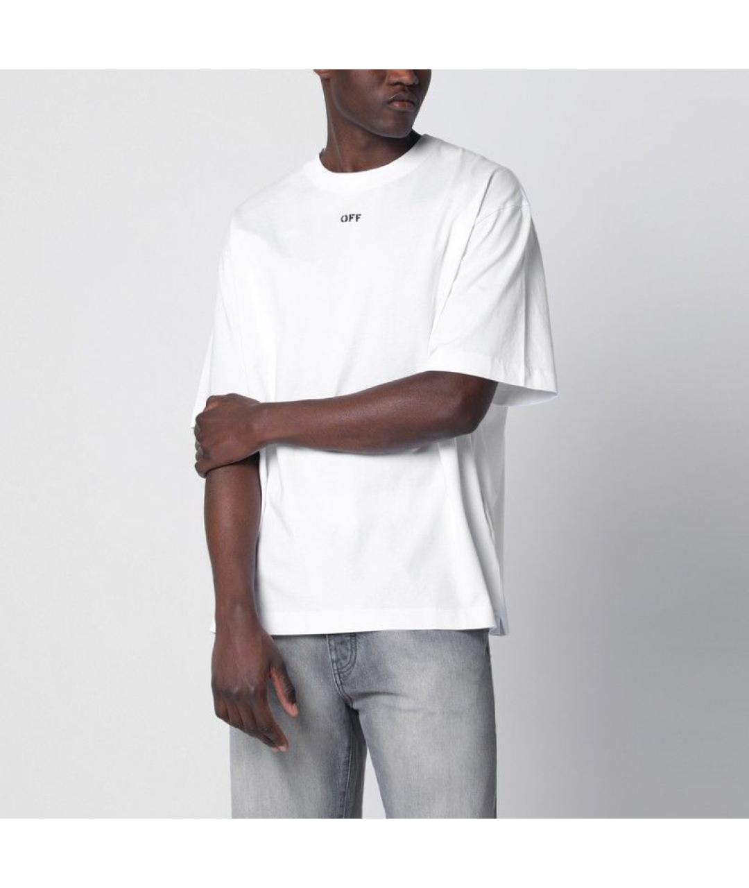 OFF-WHITE Белая хлопковая футболка, фото 4