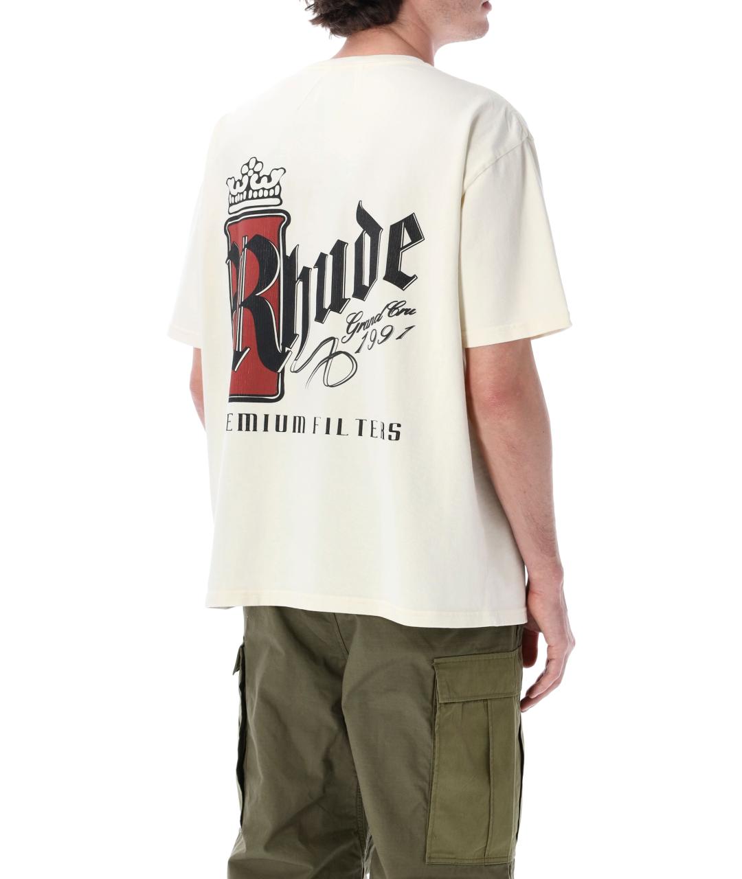 RHUDE Белая хлопковая футболка, фото 3