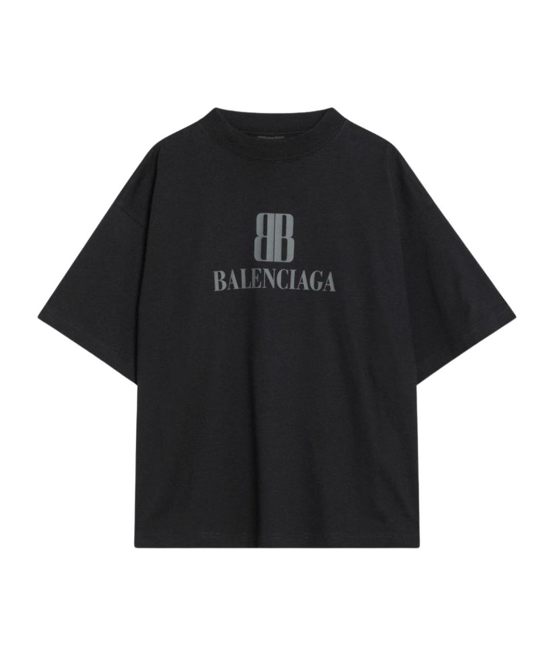 BALENCIAGA Черная хлопковая футболка, фото 1