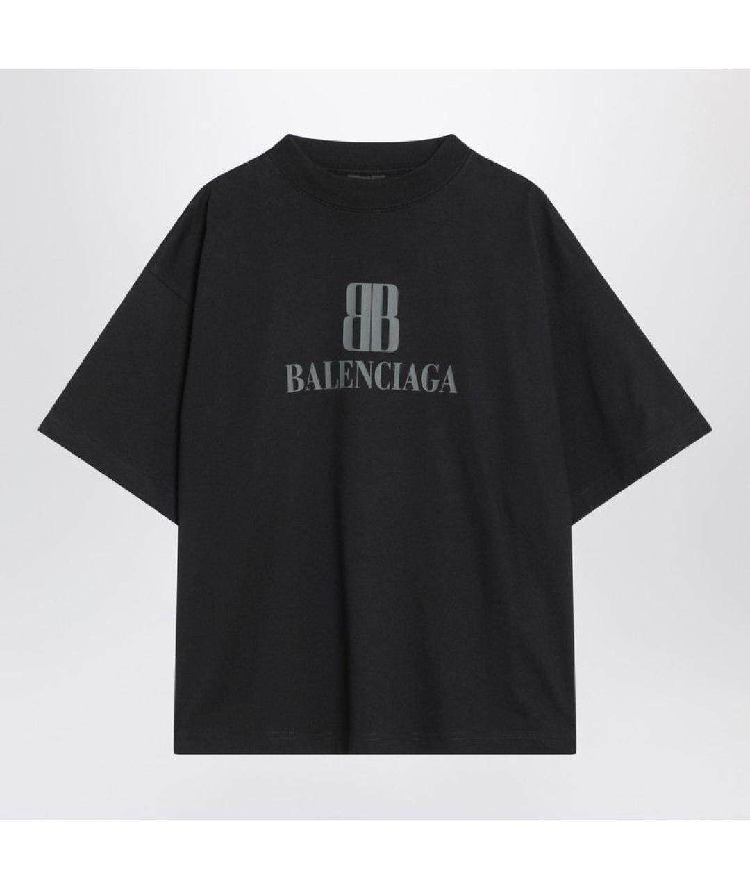 BALENCIAGA Черная хлопковая футболка, фото 6