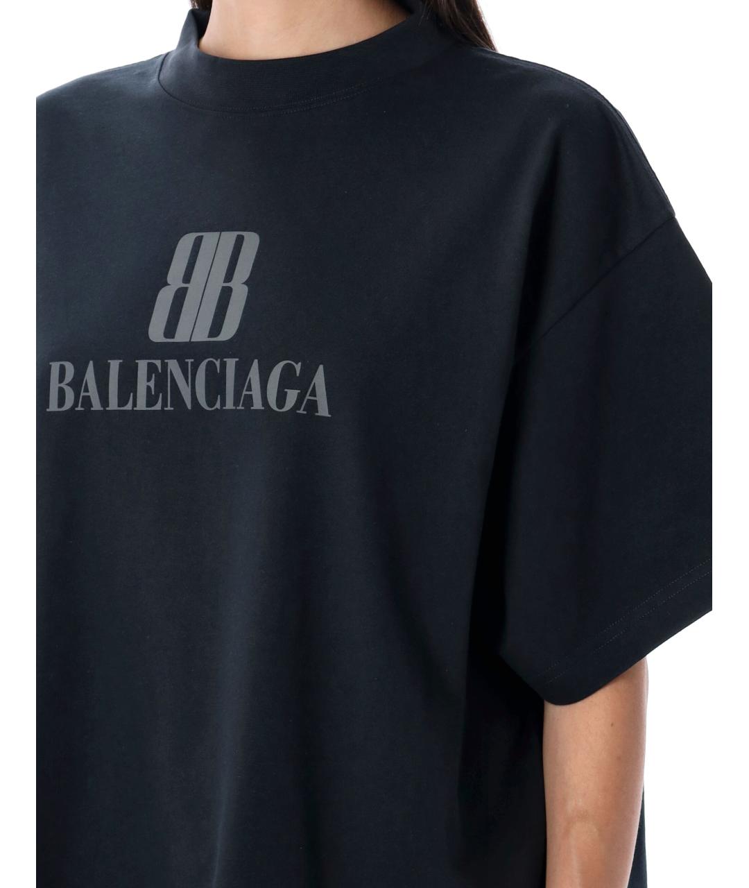 BALENCIAGA Черная хлопковая футболка, фото 3