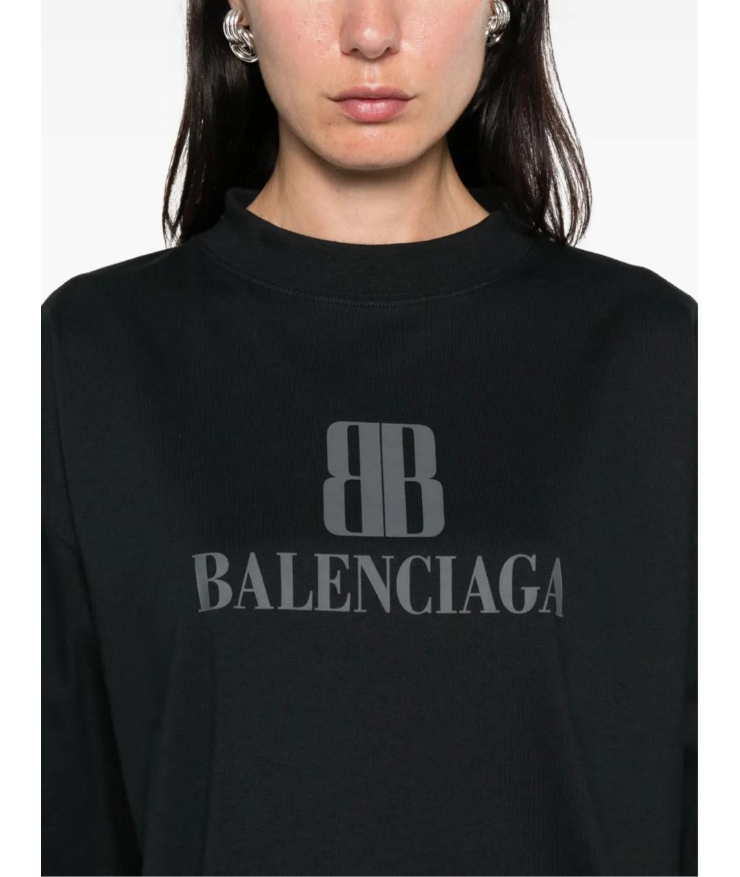 BALENCIAGA Черная хлопковая футболка, фото 5