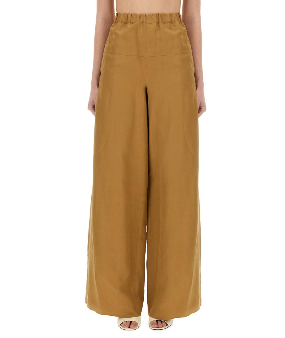 MAX MARA Бежевые льняные прямые брюки, фото 1