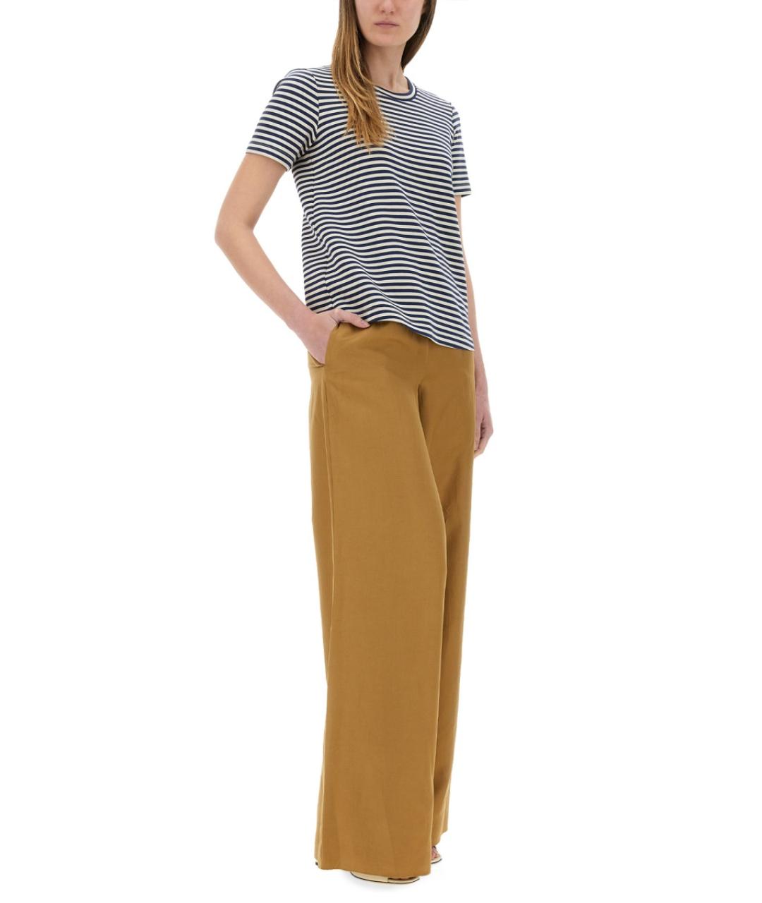 MAX MARA Бежевые льняные прямые брюки, фото 2