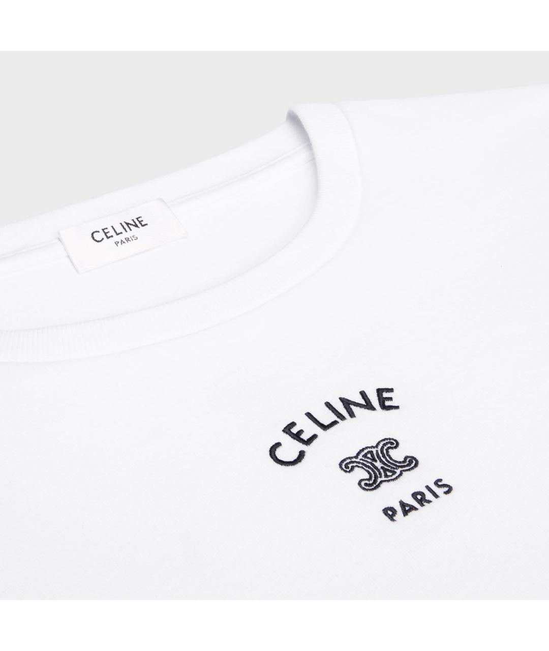 CELINE Белая хлопковая футболка, фото 3