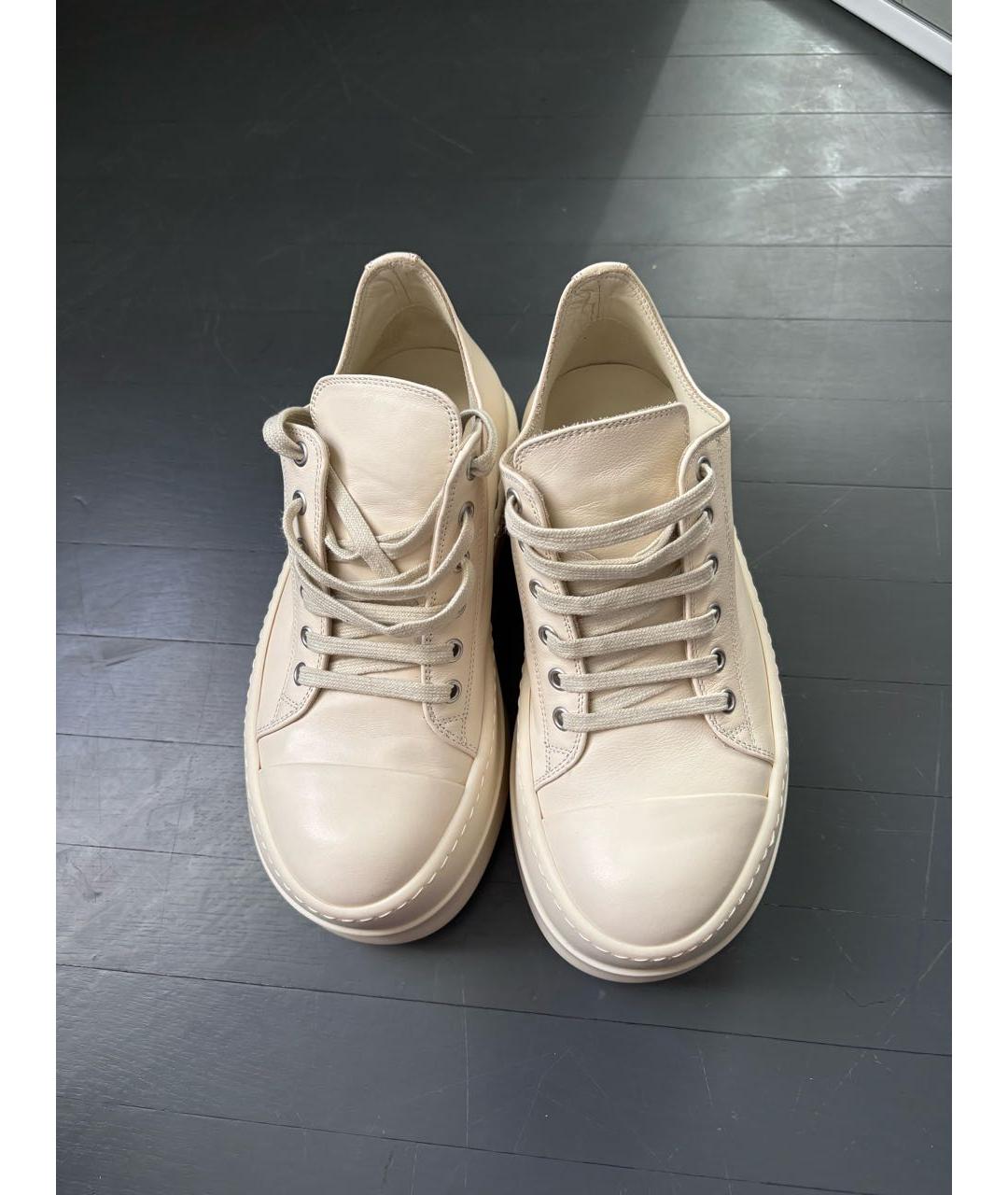 RICK OWENS Бежевые кожаные кеды, фото 2