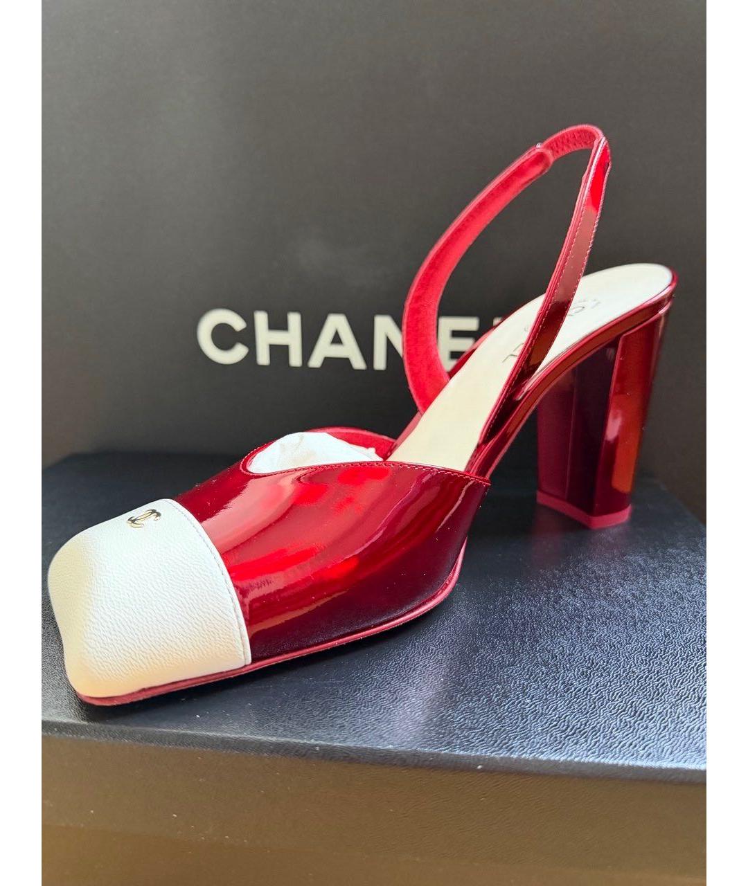 CHANEL Красные кожаные туфли, фото 2