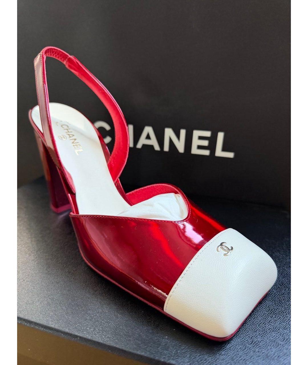 CHANEL Красные кожаные туфли, фото 3