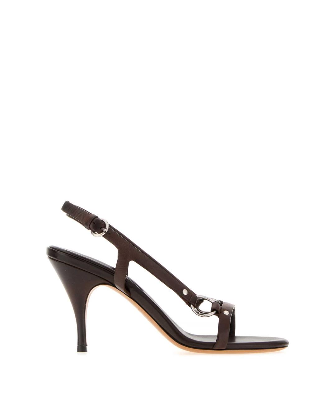 MIU MIU Коричневые кожаные босоножки, фото 1