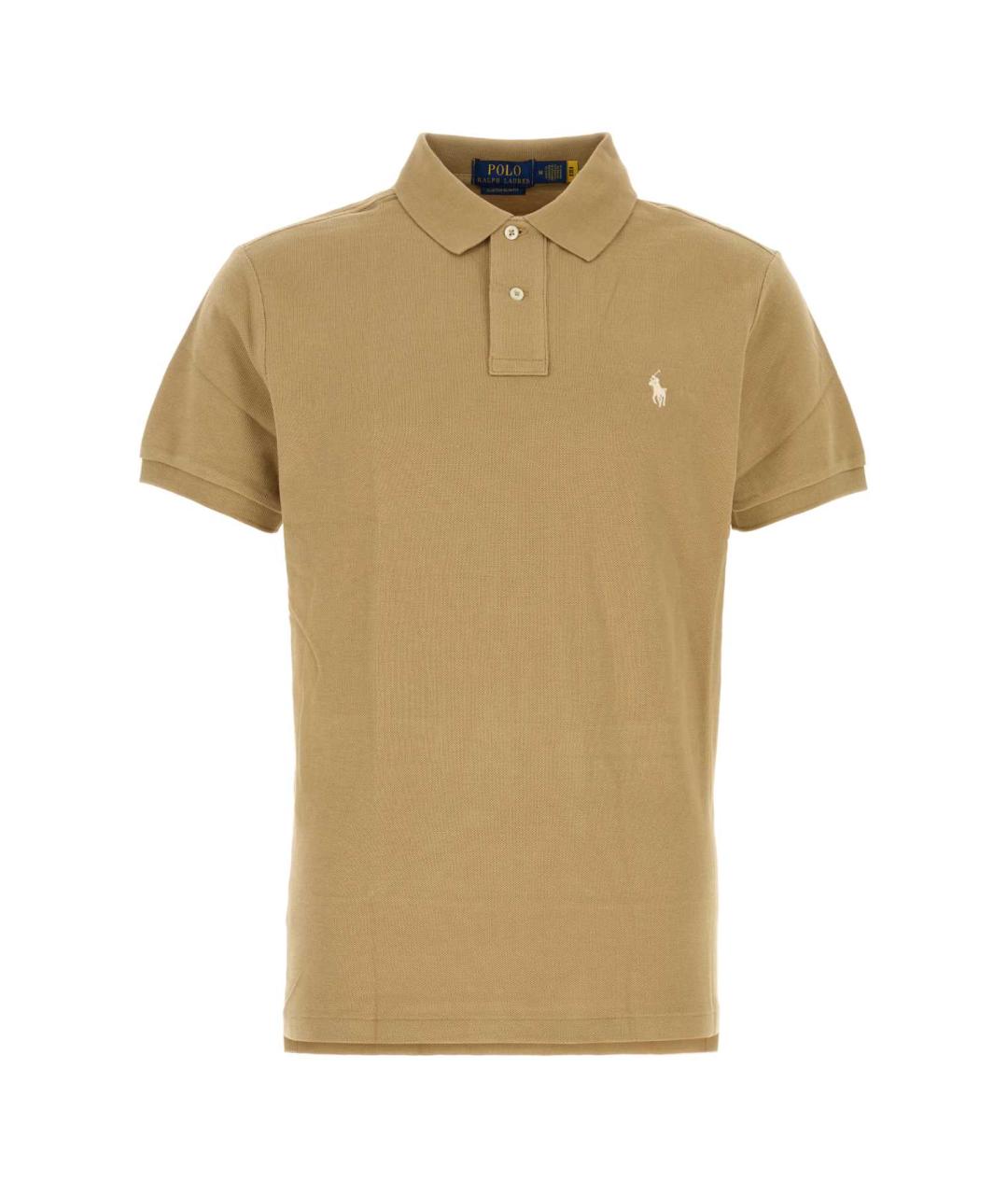 POLO RALPH LAUREN Бежевое хлопковое поло с коротким рукавом, фото 1