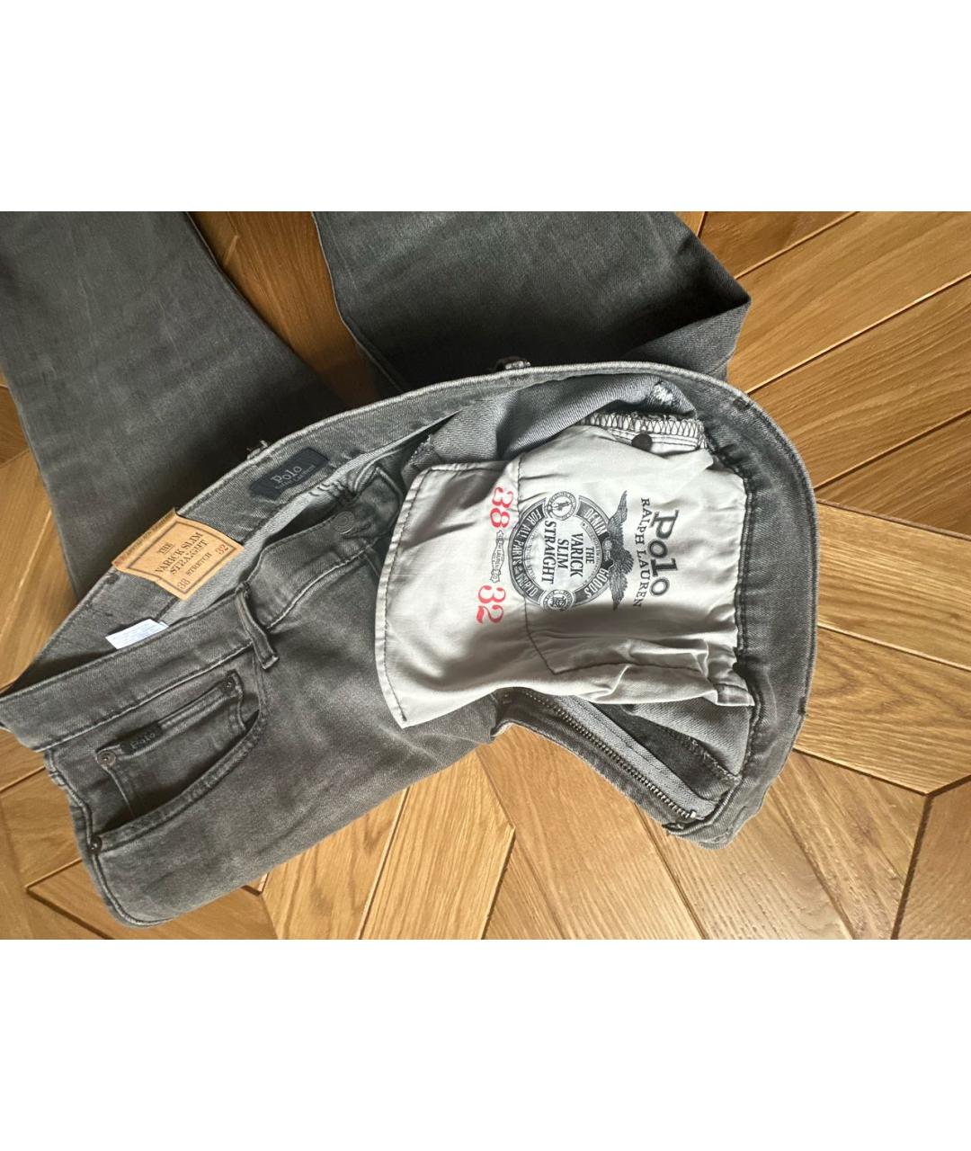 POLO RALPH LAUREN Серые хлопковые прямые джинсы, фото 4