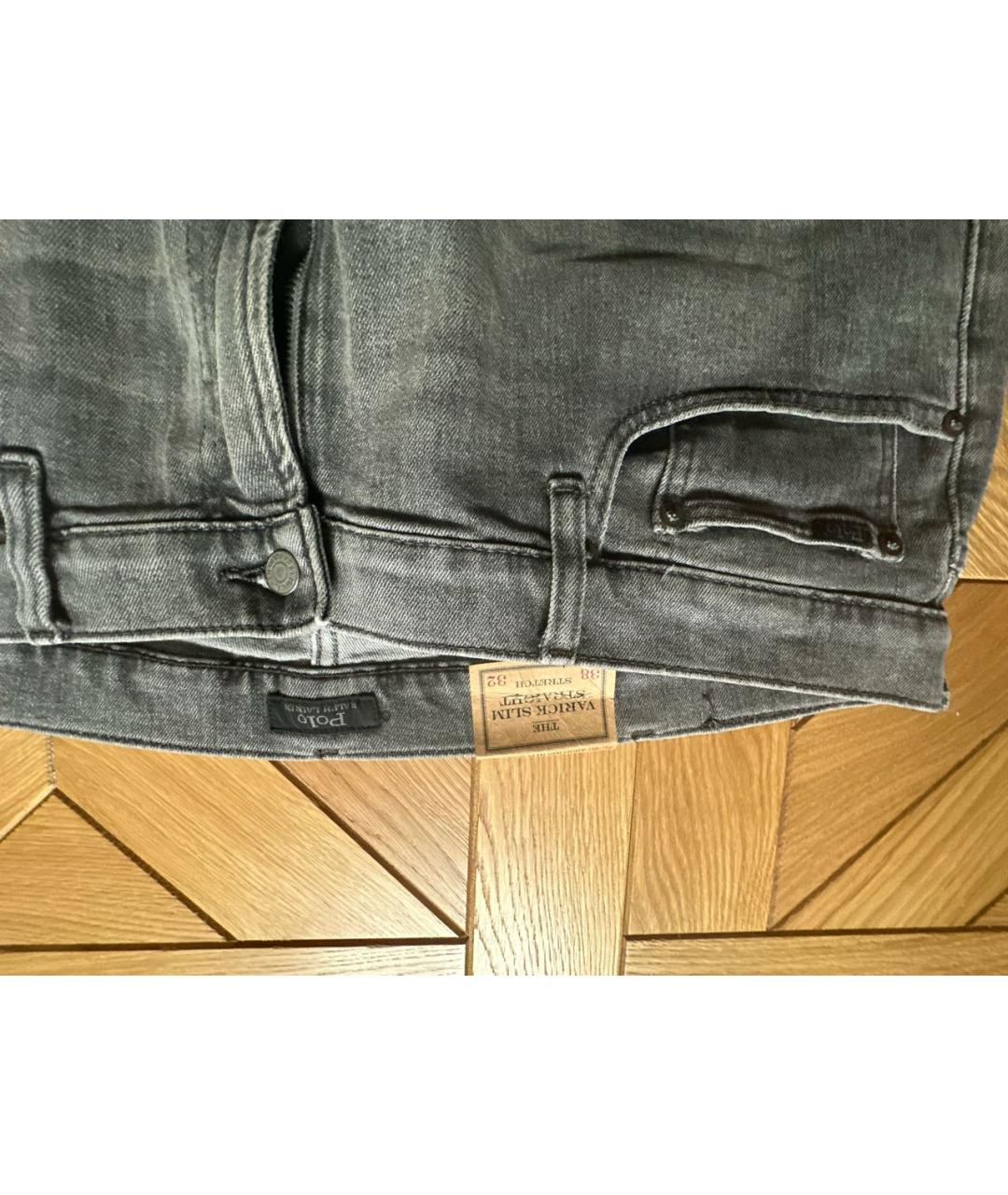 POLO RALPH LAUREN Серые хлопковые прямые джинсы, фото 3