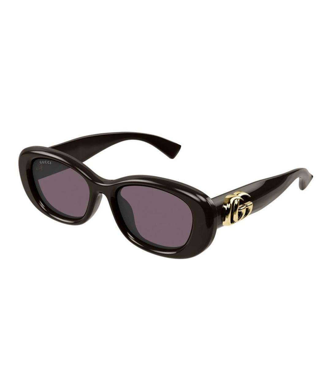 GUCCI Коричневые пластиковые солнцезащитные очки, фото 1