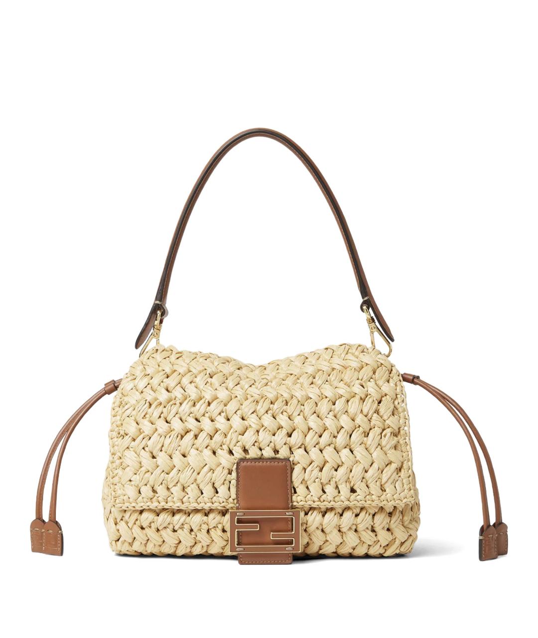 FENDI Бежевая плетеная сумка через плечо, фото 1