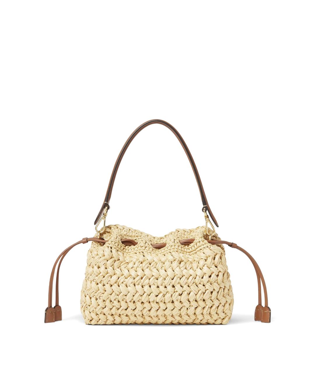 FENDI Бежевая плетеная сумка через плечо, фото 2