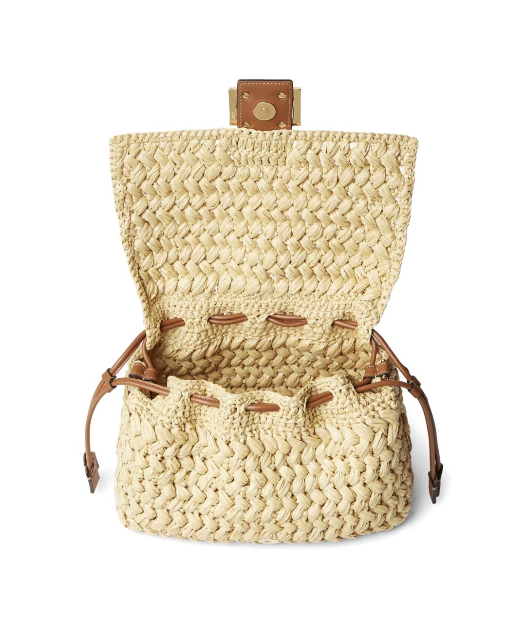 FENDI Бежевая плетеная сумка через плечо, фото 4