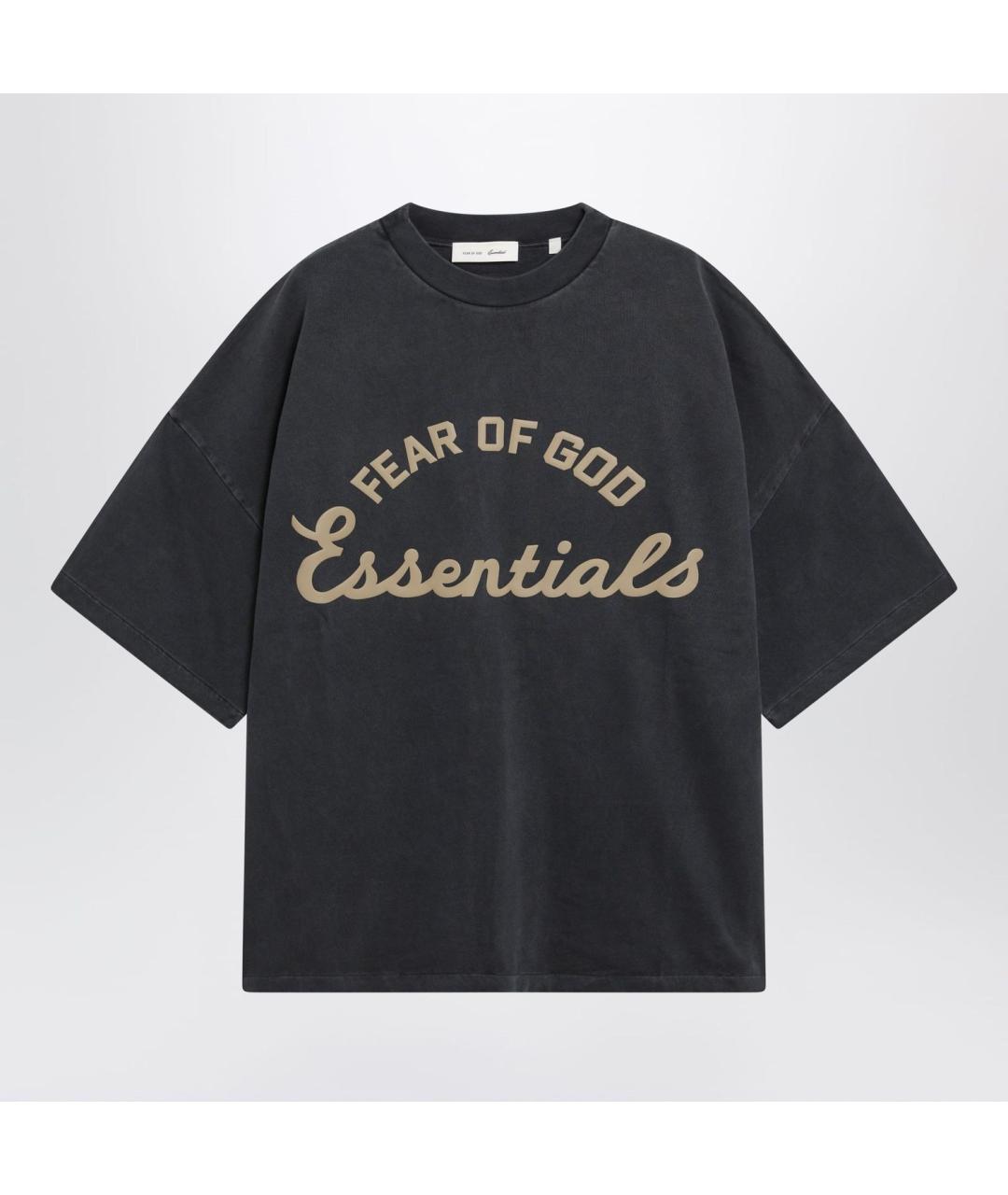 FEAR OF GOD ESSENTIALS Антрацитовая хлопковая футболка, фото 3