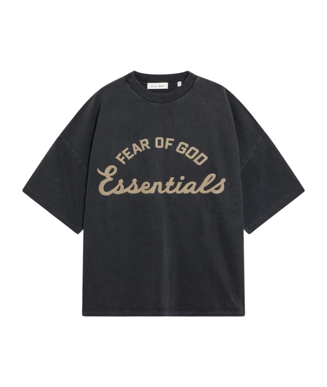 FEAR OF GOD ESSENTIALS Антрацитовая хлопковая футболка, фото 1
