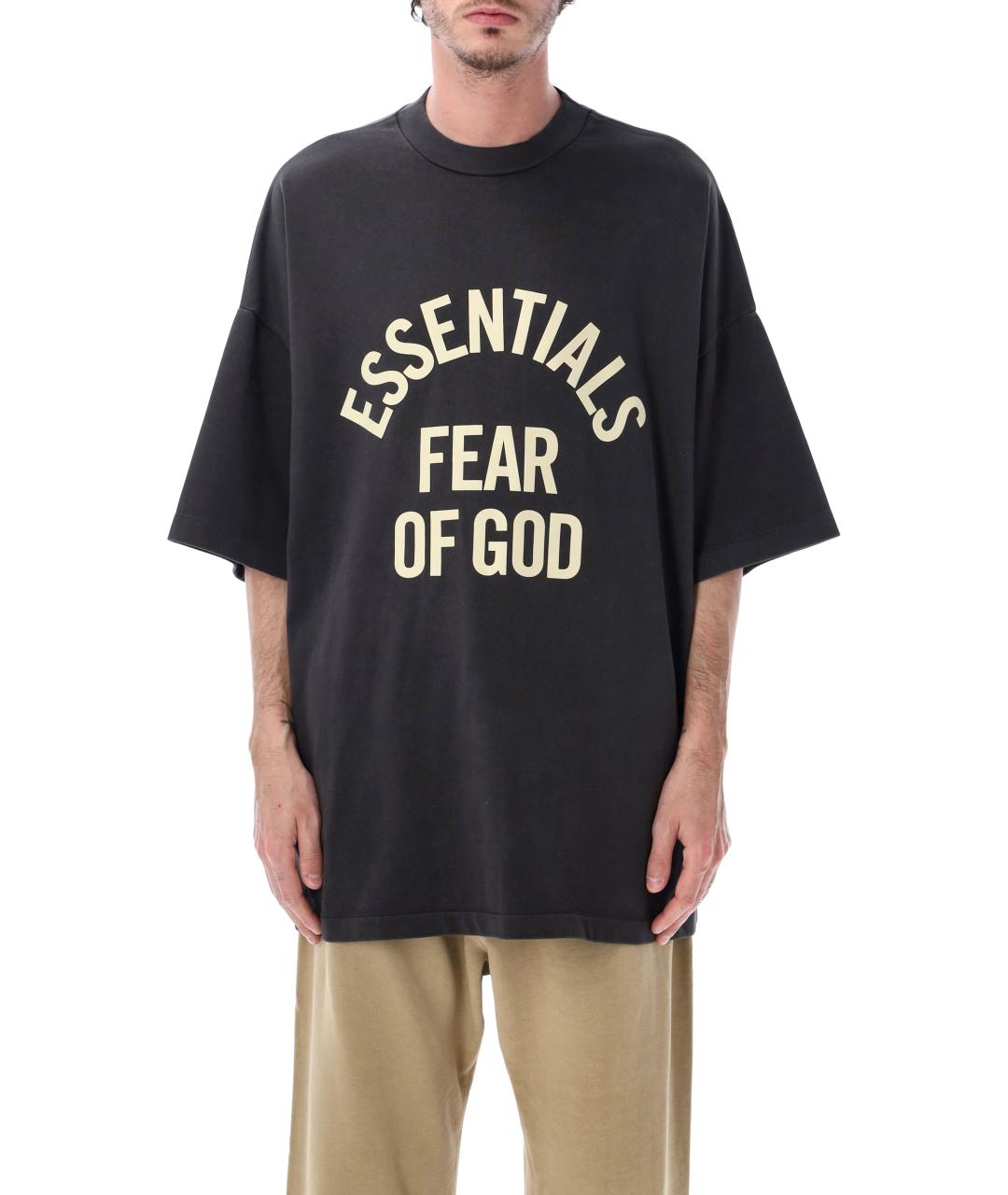 FEAR OF GOD ESSENTIALS Черная хлопковая футболка, фото 1
