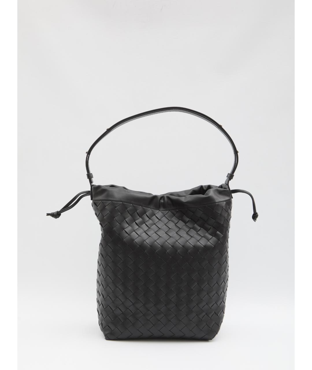 BOTTEGA VENETA Черная кожаная сумка на плечо, фото 5