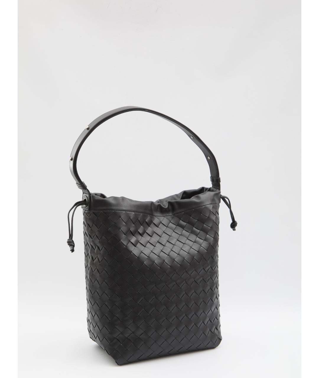 BOTTEGA VENETA Черная кожаная сумка на плечо, фото 2